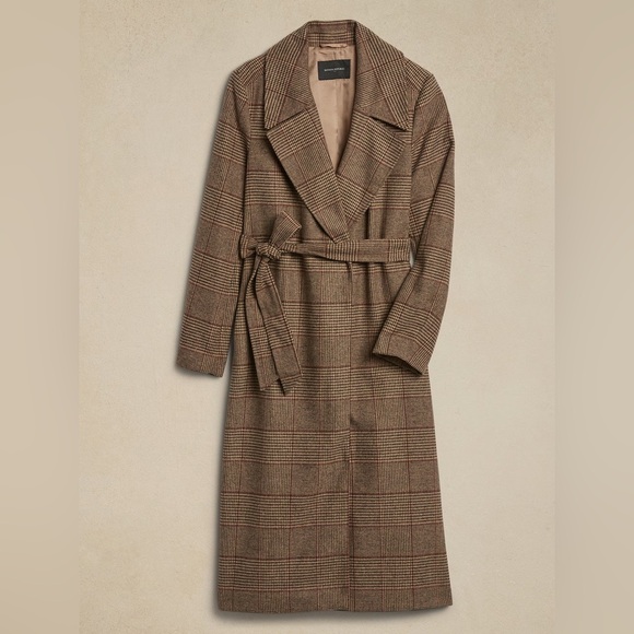 Banana Republic Brown Plaid Pea Coat - Picture 2 of 7